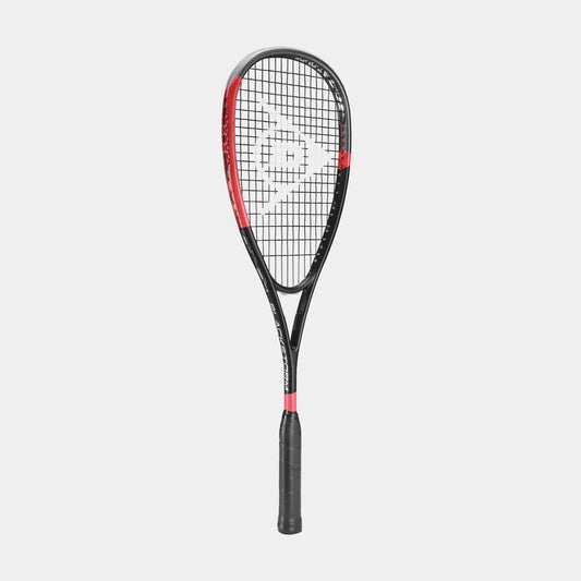מחבט סקווש Dunlop BLACKSTORM CARBON | דנלופ - מחבט בצבעים שחור ואדום עם טכנולוגיית Power Grommets.