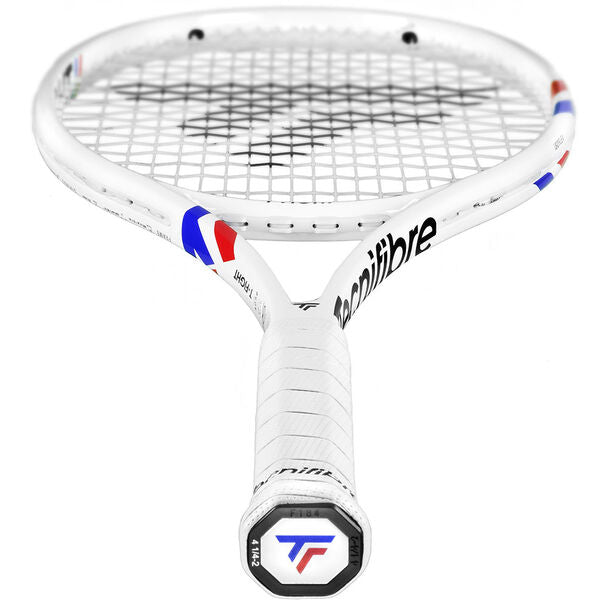 מחבט טניס Tecnifibre TFIGHT 305S | טכניפייבר - מחבט טניס לבן עם ידית נקייה ורשת בקו ישר.