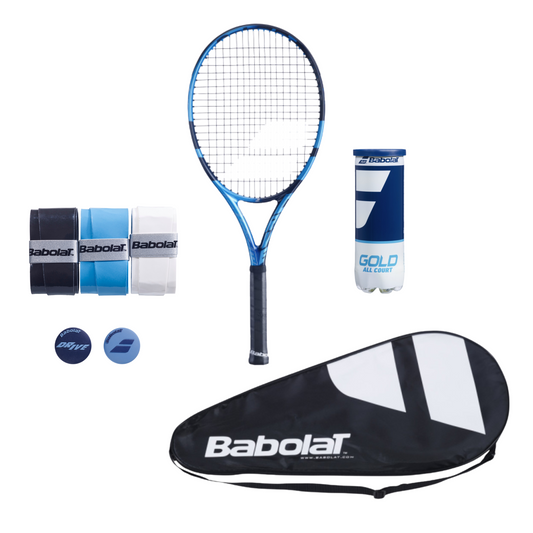 באנדל  Pure Drive 110 Babolat + כיסוי - סט טניס עם מחבט, כדורים וכיסוי איכותי.
