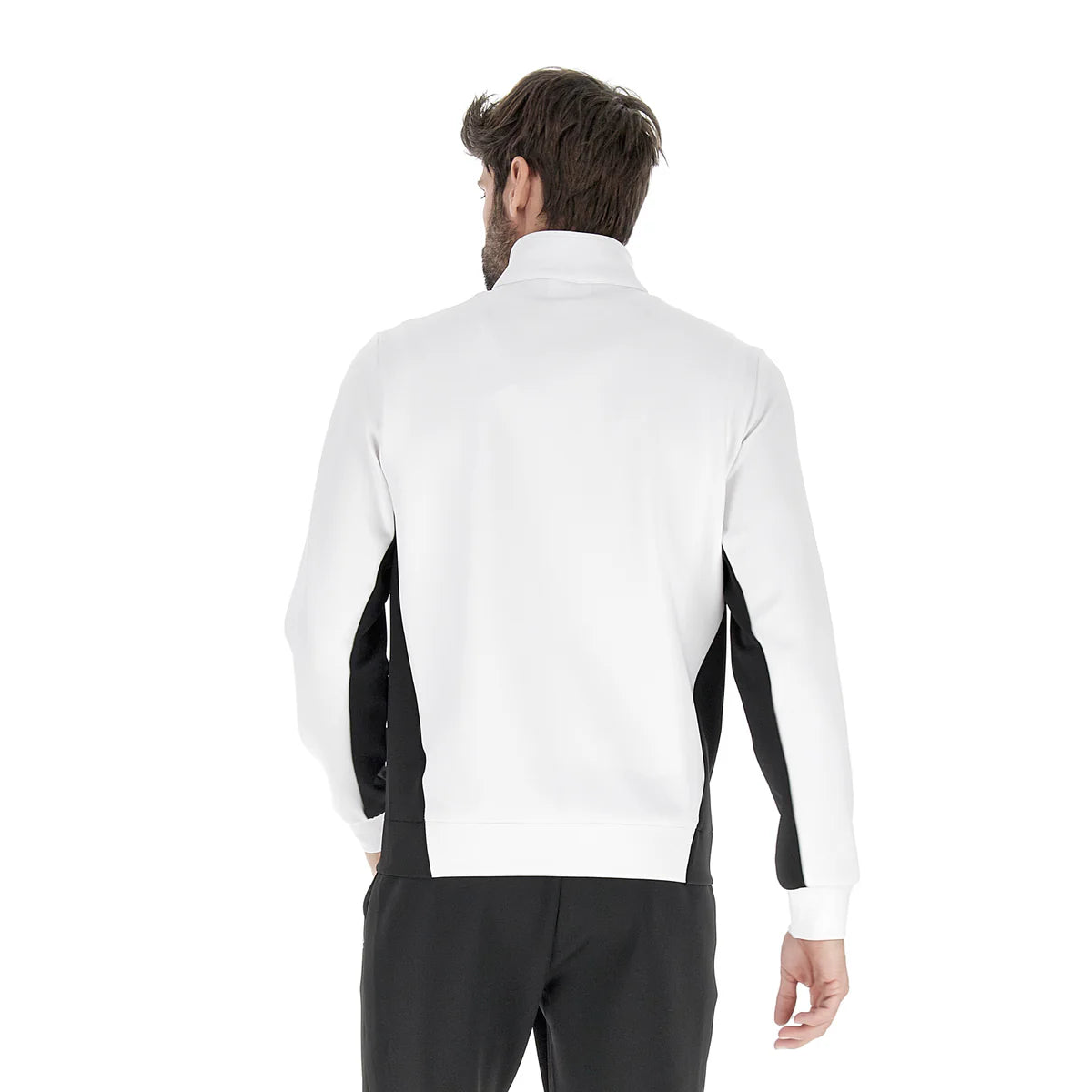 ז׳קט טניס לגבר לוטו SQUADRA III JACKET LOTTO מעיל ספורטיבי לנוחות וביצועים גבוהים בגוונים לבן ושחור.