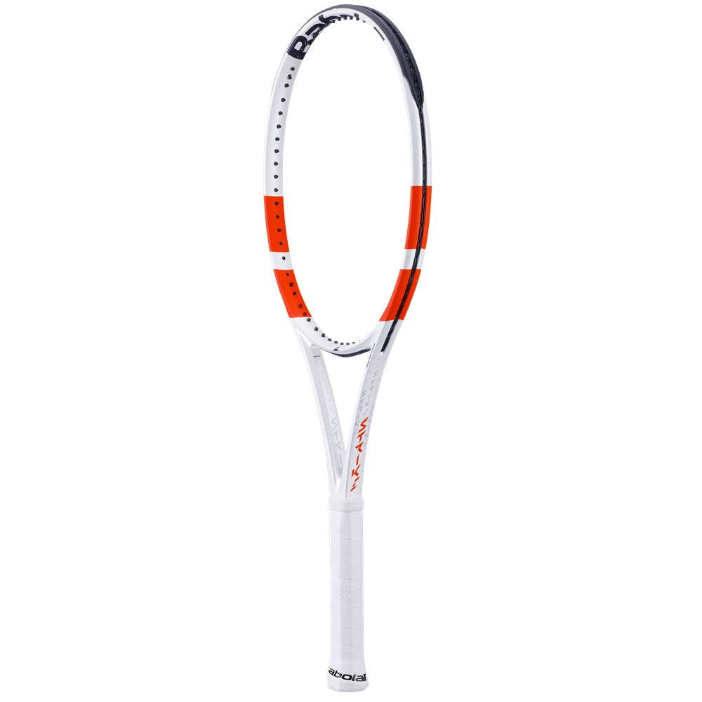 מחבט טניס Babolat Pure Strike Lite Gen4 2024 משקל 265 גרם | בבולט, עם בעיצוב מודרני בצבעים לבן ואדום.