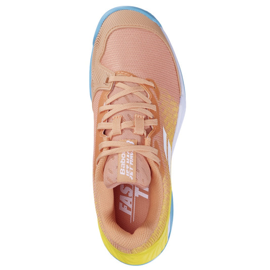 נעלי טניס לילדים Babolat Jet Mach 3 AC Junior Girl Gold | בבולט - מבט על נעל טניס קלה ואופנתית עבור שחקניות צעירות.