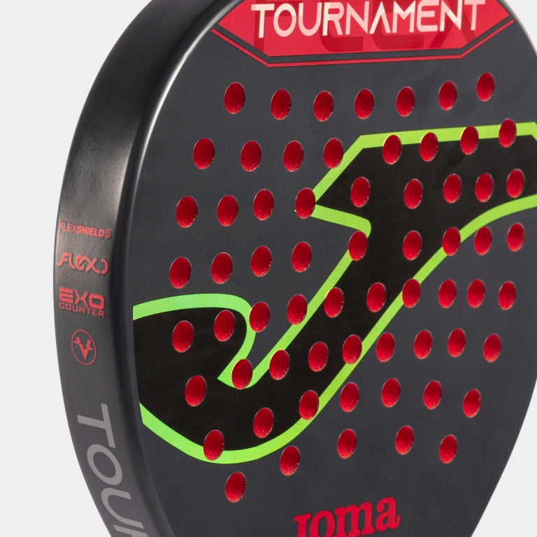 מחבט פאדל Joma TOURNAMENT PADDLE RACKET BLACK RED | גומה עם עיצוב היברידי ושילוב צבעים בולט