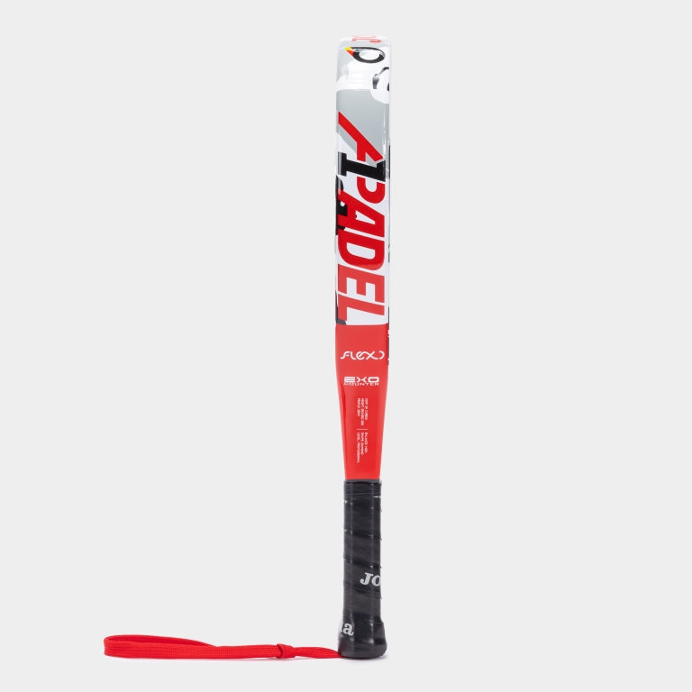 מחבט פאדל Joma GOLD PRO PADDLE RACKET BLACK DARK GRAY | גומה עם עיצוב אדום ולבן.