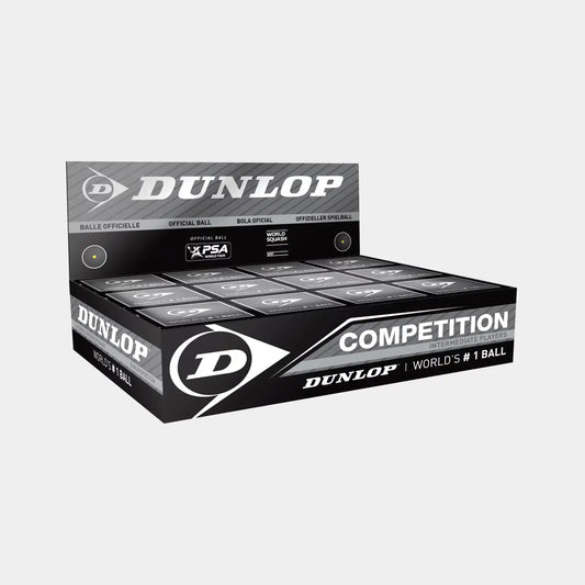 כדורי סקווש Dunlop Competition 12 כדורים | דנלופ - קופסה עם כדורים רשמיים למשחקי סקווש.