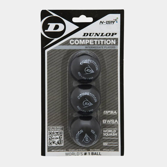 כדורי סקווש Dunlop Competition 3 Ball Blister 3 כדורים | דנלופ במארז, כדורים ברמת תחרות.