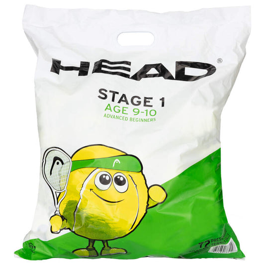 שקית 72 כדורי טניס לילדים ומתחילים - HEAD STAGE 1