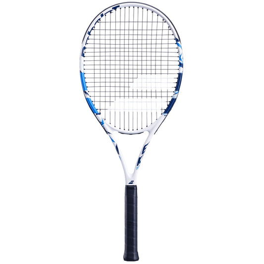 מחבט טניס Babolat Evoke Team משקל 270 גרם | בבולט בצבעים לבן וכחול עם ידית שחורה.