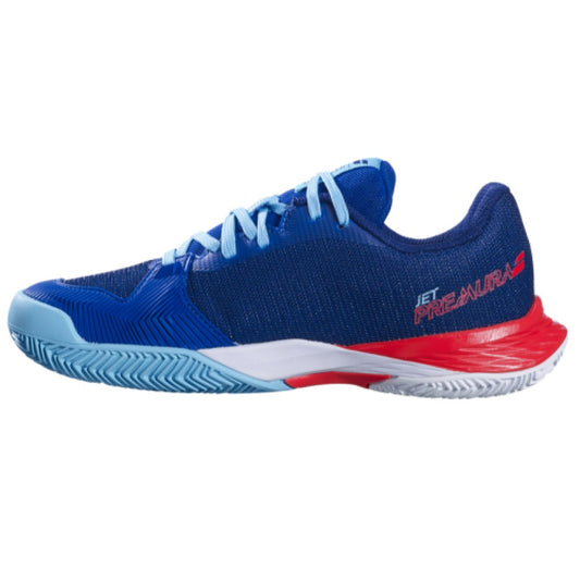 נעלי טניס לילדים Babolat Jet Premura 2 Junior | בבולט - דגם קל ועמיד בצבעי כחול ואדום.