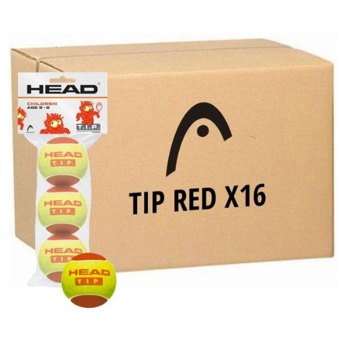 קרטון 16 מארזי 3 כדורי טניס הד – Head TIP Red