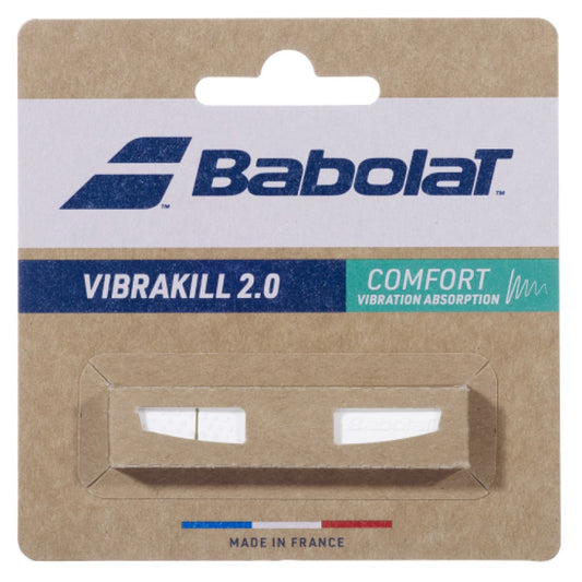 בולם זעזועים בבולט Vibrakill 2.0 Babolat באריזת קרטון, מספק נוחות וספיגה גבוהה של רעידות.