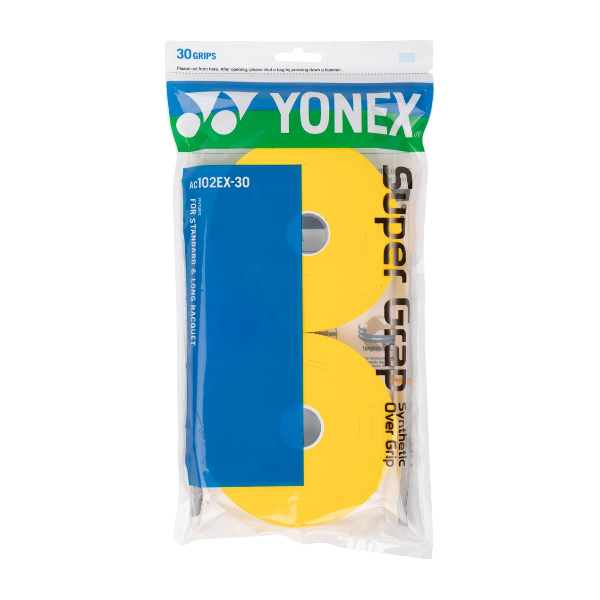 גריפ למחבט טניס YONEX AC102EX – מארז 30 יח’ - גריפים בצבע צהוב באריזת 30 יחידות.