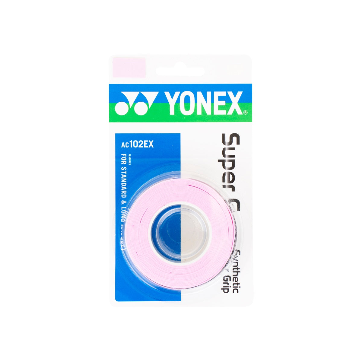 גריפ למחבט טניס YONEX AC102EX – מארז 3 יח’ - גריפ סינתטי בצבע ורוד מבית YONEX