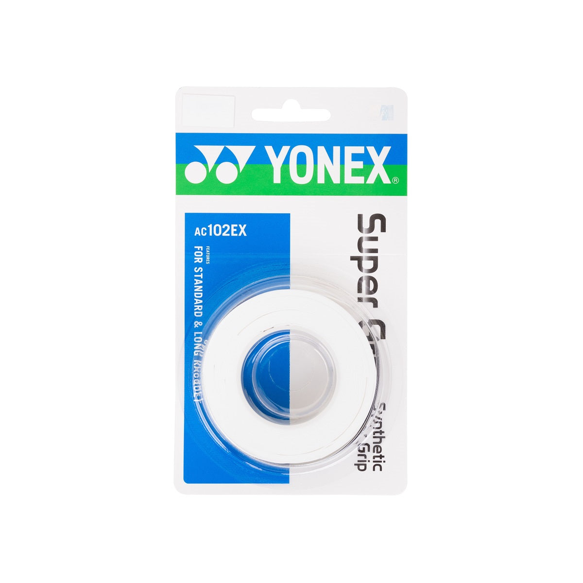 גריפ למחבט טניס YONEX AC102EX – מארז 3 יח’ - מארז הגריפ Super Grap בצבע לבן.