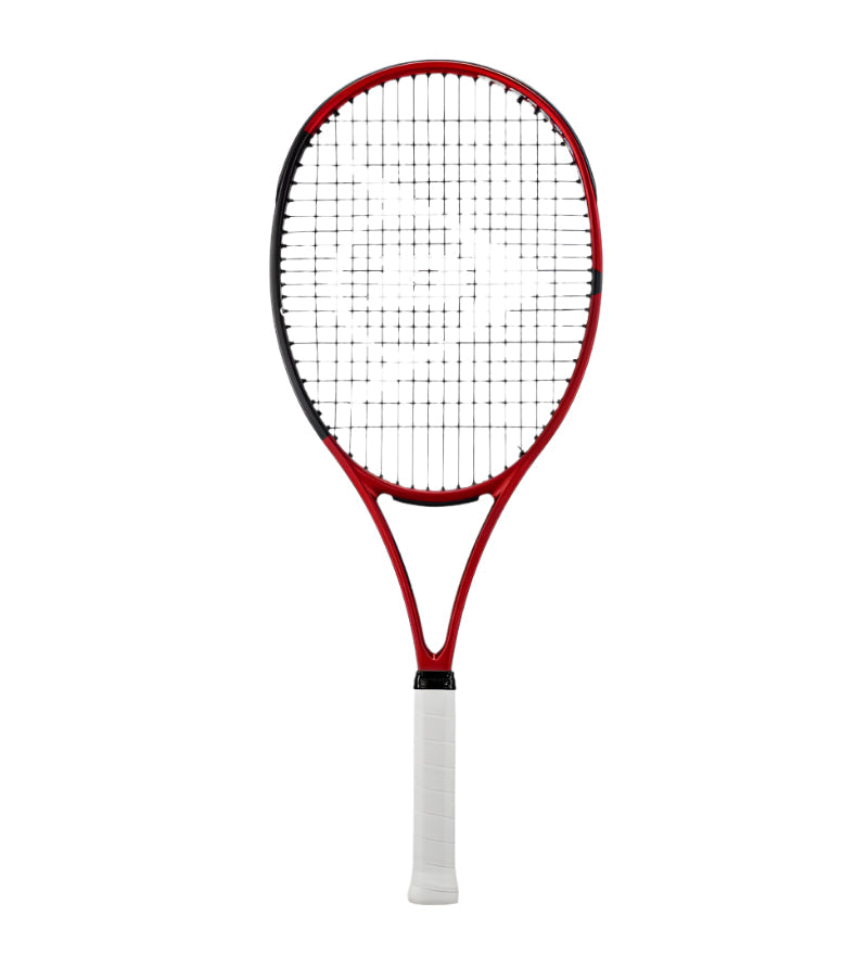 מחבט טניס Dunlop CX200 OS משקל 295 גרם | דנלופ - מחבט אדום עם ידית לבנה ברקע לבן.