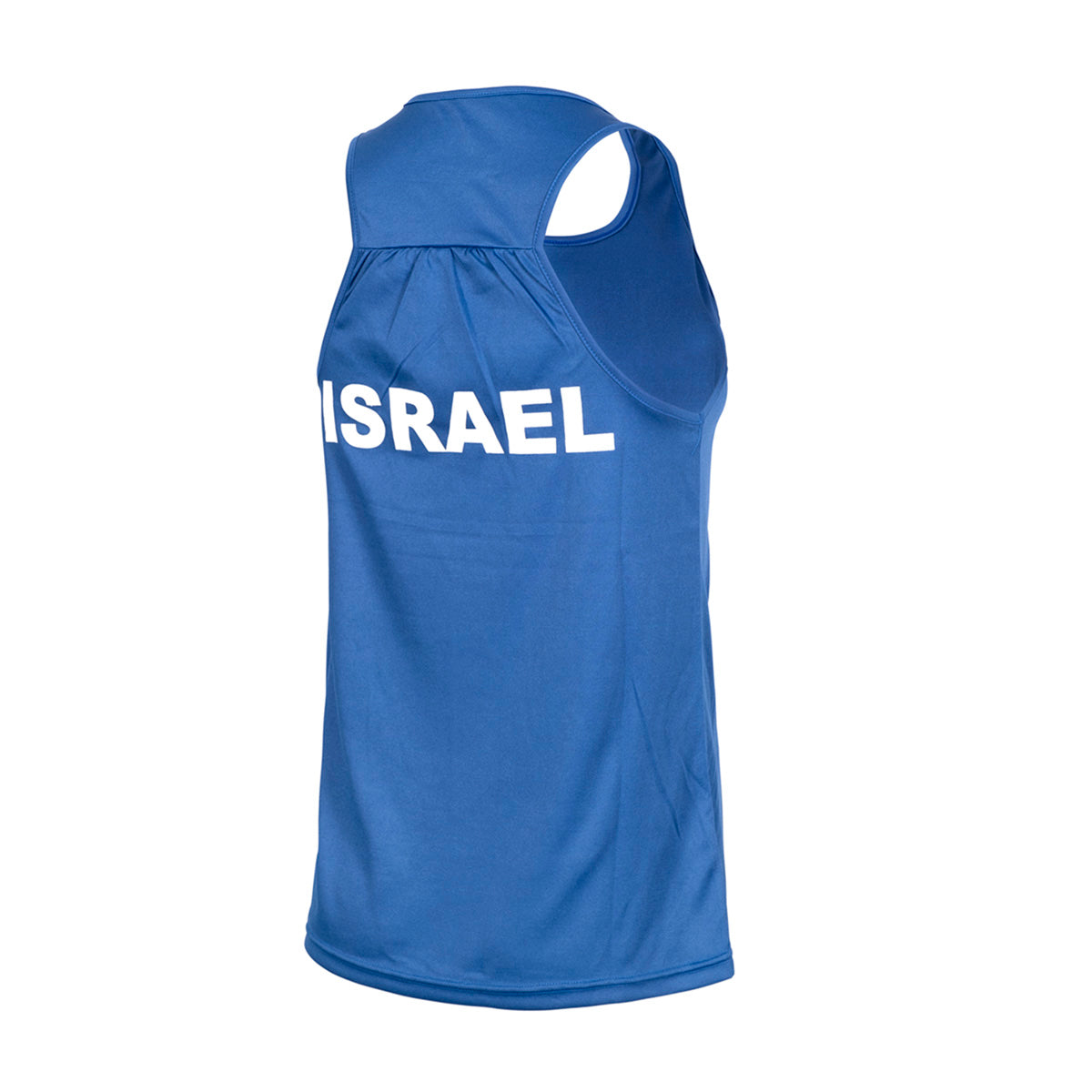גופיה וילסון לנשים | Women tank top בצבע כחול עם כתובת ישראל בחלק האחורי, מותאמת לספורט.