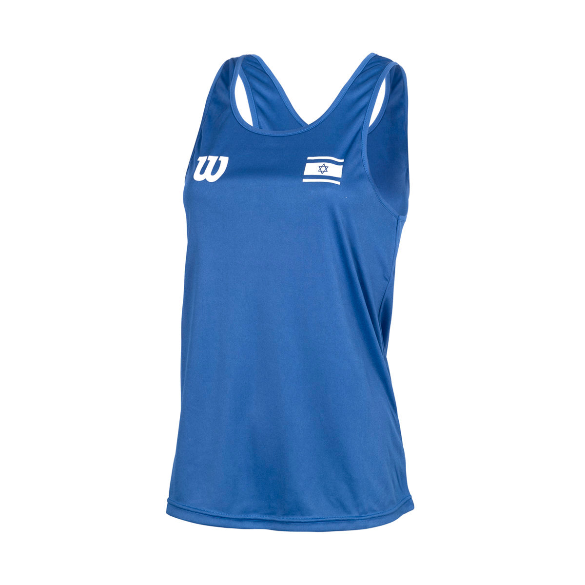 גופיה וילסון לנשים | Women tank top בצבע כחול עם לוגו Wilson ודגל ישראל.