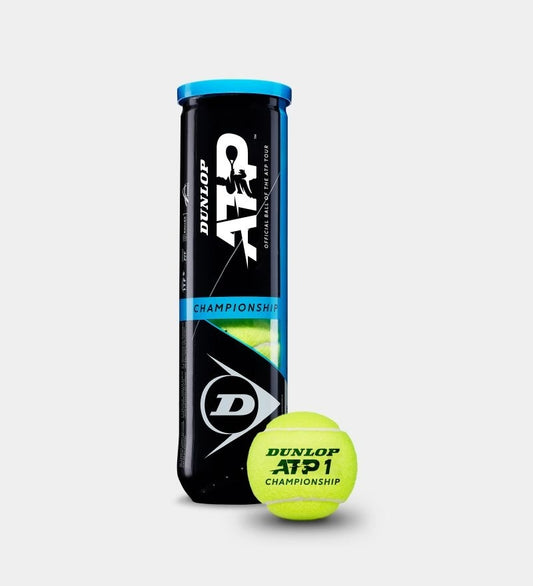 כדורי טניס Dunlop ATP Championship (3 כדורים בקופסה) | דנלופ עם קופסה וכדור על רקע לבן