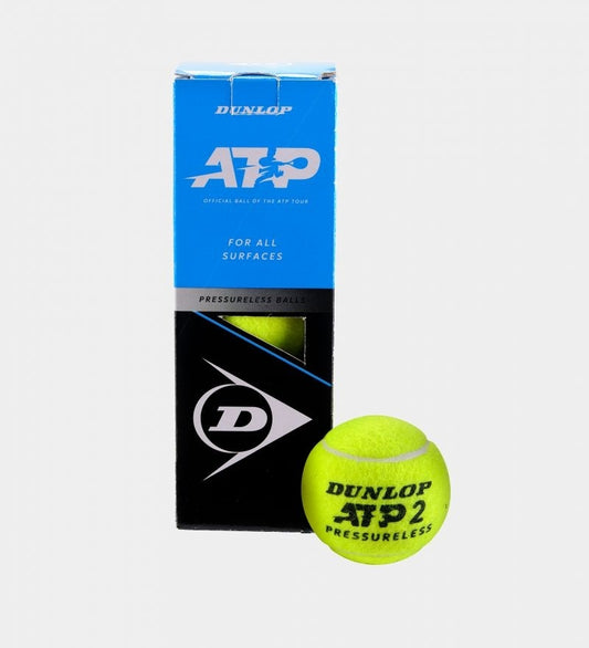 קופסת כדורי טניס Dunlop ATP Pressureless (3 כדורים בקופסה) | דנלופ עם כדור טניס דנלופ ATP 2
