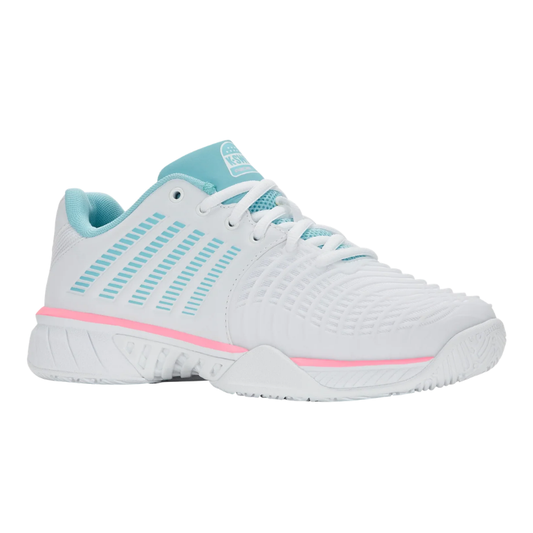 נעלי פאדל לנשים K-Swiss Express Light 3 Padel בצבע לבן, תכלת וורוד במבט מהצד