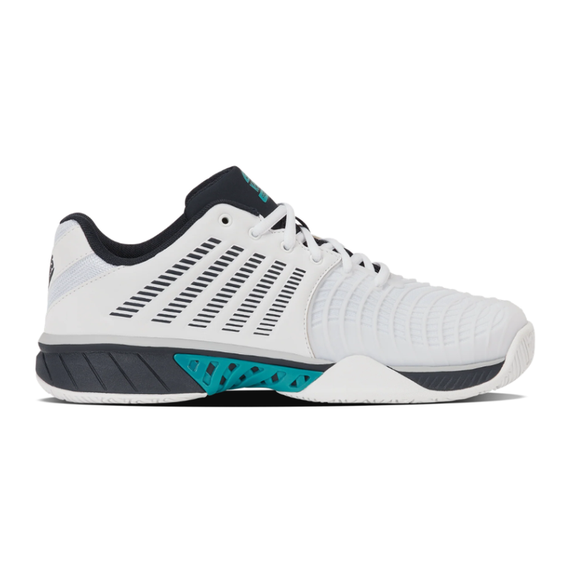 נעלי פאדל K-Swiss Express Light 3 Padel לגברים - מבט מהצד החיצוני עם פסים שחורים
