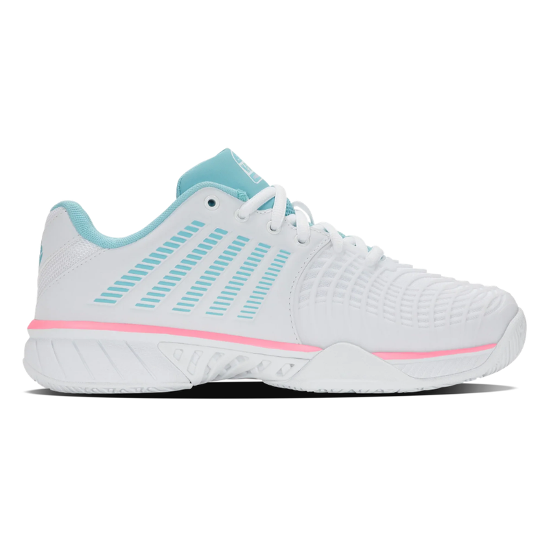 נעלי פאדל K-Swiss Express Light 3 Padel לנשים - מבט מהצד החיצוני עם נגיעות ורודות