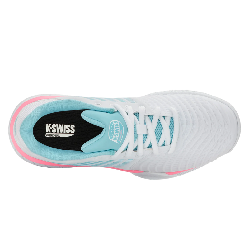 מבט מלמעלה על נעלי פאדל K-Swiss Express Light 3 Padel לנשים בצבע לבן