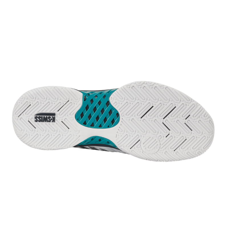 סוליית נעלי פאדל לגברים K-Swiss Express Light 3 Padel למגרש פאדל בצבע לבן, שחור ותורכיז