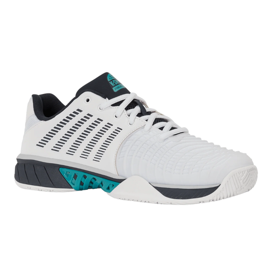 נעלי פאדל לגברים K-Swiss Express Light 3 Padel בצבע לבן, שחור ותורכיז במבט מהצד