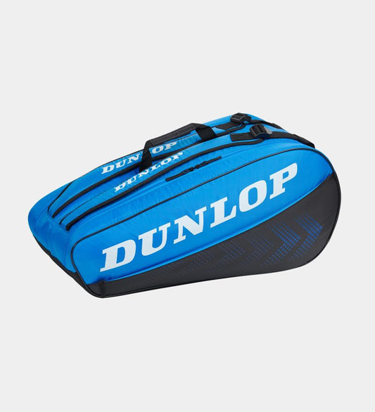 תיק טניס Dunlop FX-Club 10R | דנלופ בצבעים כחול ושחור עם רצועות לנשיאה.