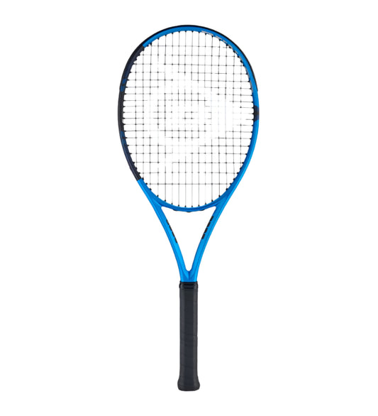 מחבט טניס Dunlop FX500 משקל 300 גרם | דנלופ, בעיצוב כחול, עם רשת חבטה חזקה.