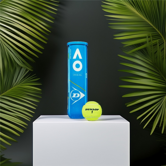 כדורי טניס Dunlop Australian Open (3 כדורים בקופסה) | דנלופ על רקע דקל ירוק