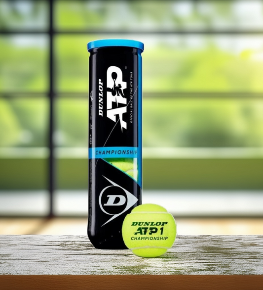 כדורי טניס Dunlop ATP Championship (3 כדורים בקופסה) | דנלופ - קופסה וכדור על רקע מטושטש
