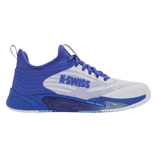 נעלי טניס לגברים K-Swiss Hypercourt Pinnacle בצבע לבן וכחול במבט מהצד