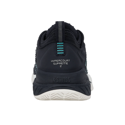מבט מאחור על העקב של נעלי טניס K-Swiss Hypercourt Supreme 2 לגברים בצבע כחול כהה