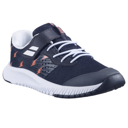נעלי טניס לילדים Babolat Pulsion All Court Kid Girl Black | בבולט - צבעים שחור ולבן עם עיצוב דינמי.