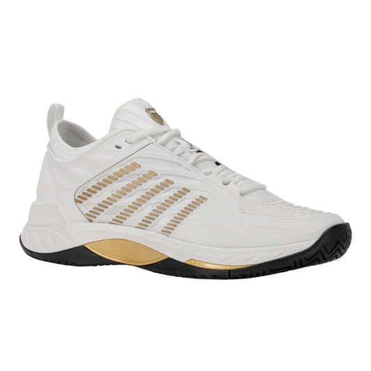 נעלי טניס לגברים K-Swiss Hypercourt Supreme 2 בצבע לבן וזהב במבט מהצד