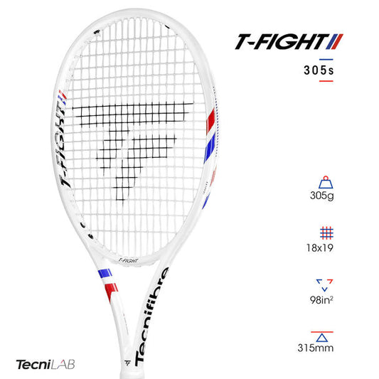 מחבט טניס Tecnifibre TFIGHT 305S | טכניפייבר עם עיצוב חד ומאפיינים טכנולוגיים מתקדמים.