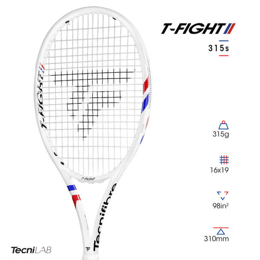 מחבט טניס Tecnifibre TFIGHT 315S | טכניפייבר עם מפרט טכני וגרפיקה בולטת