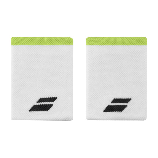 סופג זיעה ג'מבו לספורט בבולט Logo Jumbo Wristband כתום Babolat - זוג סופגי זיעה לבנים עם קווים ירוקים