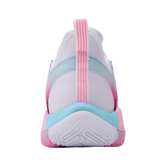 מבט מאחור על העקב של נעלי פאדל K-Swiss K-Frame Padel לנשים בצבע ורוד ותכלת