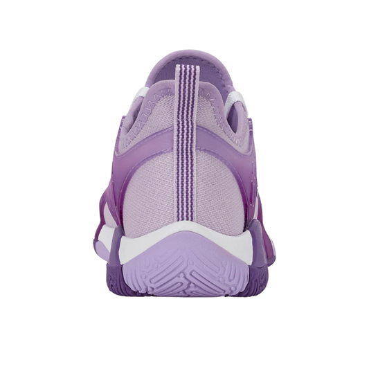 מבט מאחור על העקב של נעלי פאדל K-Swiss K-Frame Padel לנשים בצבע סגול