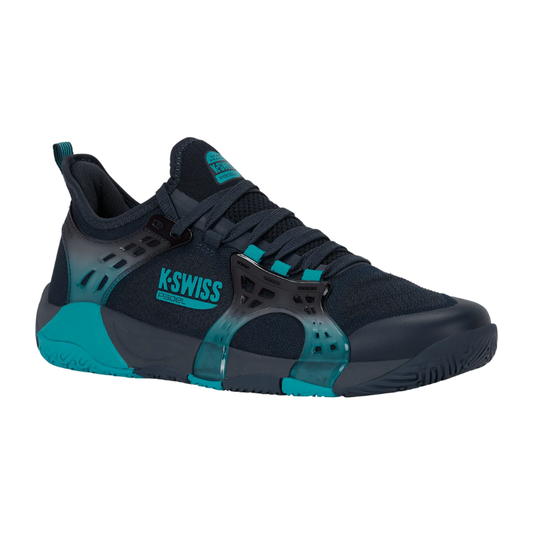 נעלי פאדל K-Swiss K-Frame Padel לגברים - מבט מהצד החיצוני עם לוגו בצבע תורכיז