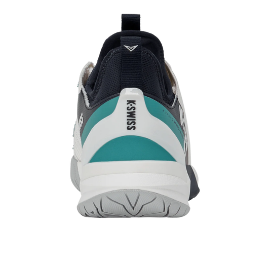 מבט מאחור על העקב של נעלי טניס K-Swiss K-Frame Speed Rublo לגברים בצבע תורכיז וכחול