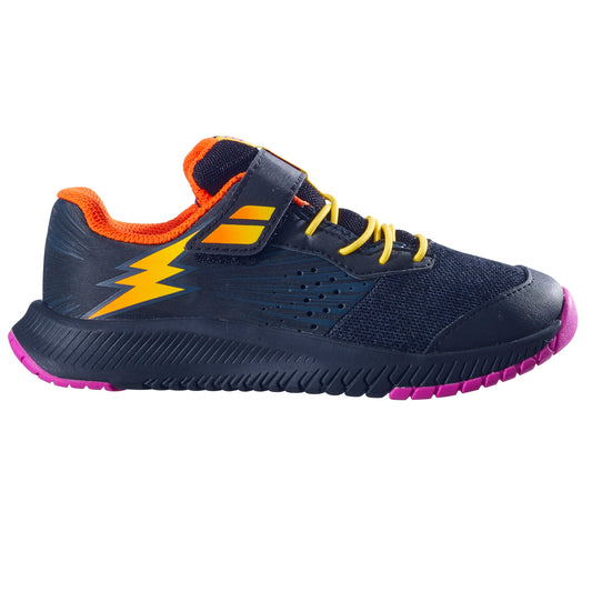 נעלי טניס לילדים Babolat Pulsion All Court Kid White Blue | בבולט צבעים נועזים עם סוליה איכותית