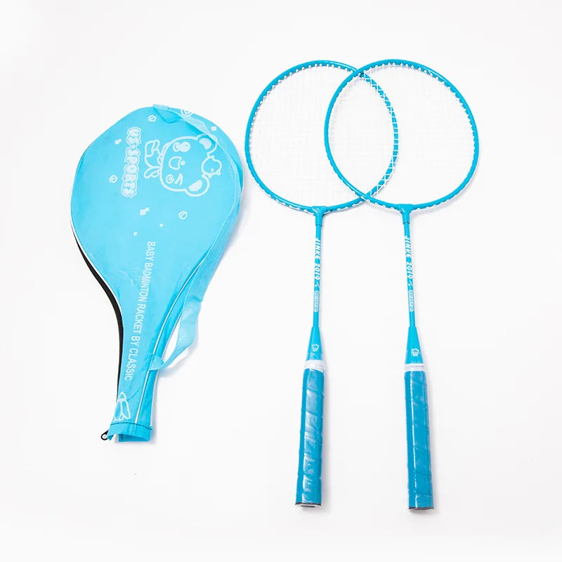 סט 2 יחידות מחבט בדמינטון | ציוד בדמינטון עם תיק נשיאה בצבע כחול.