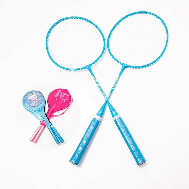 סט 2 יחידות מחבט בדמינטון | ציוד בדמינטון - מחבטי בדמינטון לילדים בגוונים כחול ורוד.