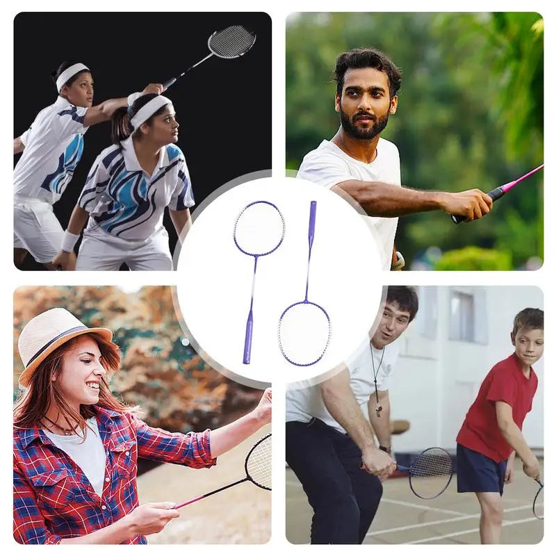 סט מחבטי בדמינטון | ציוד בדמינטון - שחקנים שונים מתחרים ומשחקים עם מחבטי בדמינטון.