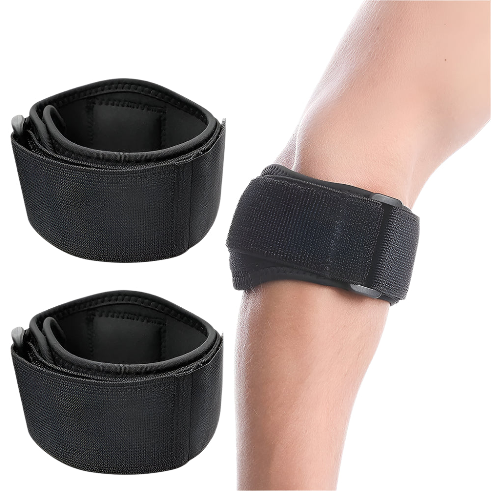 סד למרפק לשיכוך כאבים: סט הרצועות השחורות לתמיכה בכאבי מרפק טניס.