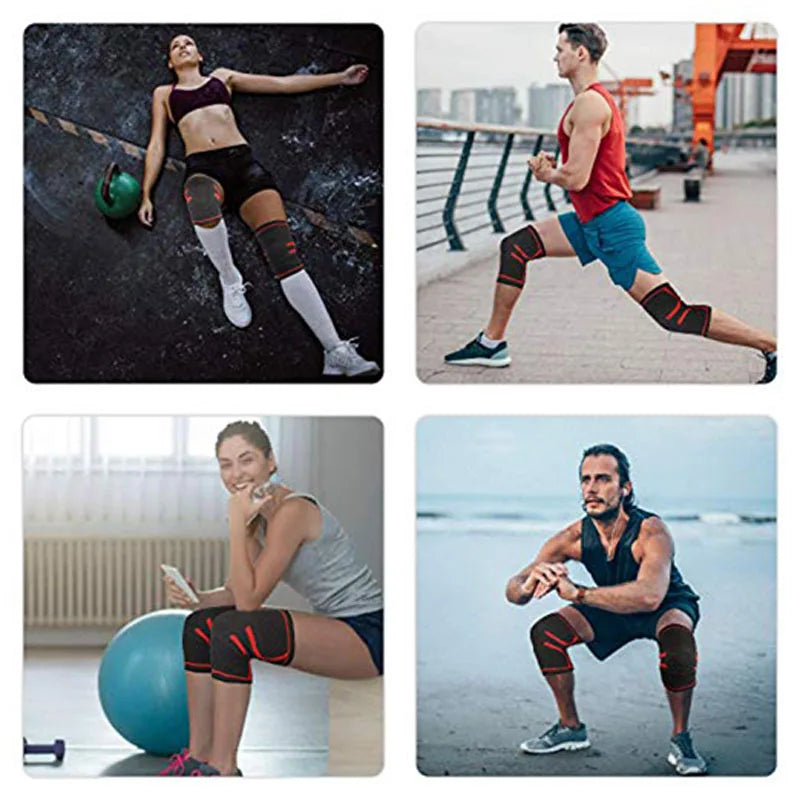 יחידות סד ברך דחיסה לנשים בשימוש בספורטאים במהלך אימונים שונים.